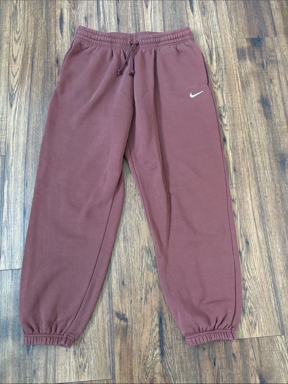 Nike Maroon Fleece Joggers with White Swoosh